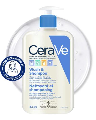 CeraVe Baby Wash & Shampoo, Tear-Free Baby Body Wash with Ceramides and Vitamin E 473ml