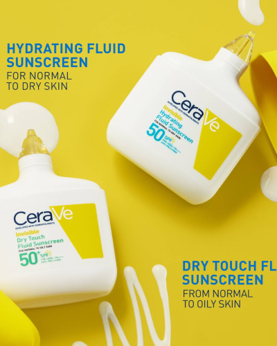 CeraVe Invisible Hydrating Fluid Sunscreen SPF50+ (50ml) - Ultimate UV Protection for Normal to Dry Skin