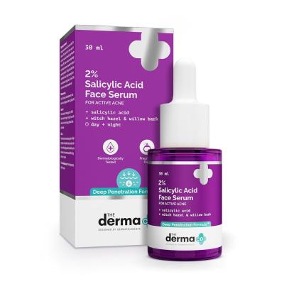 The Derma Co 2% Salicylic Acid Serum with Witch Hazel & Willow Bark for Active Acne 30 ml