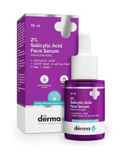 The Derma Co 2% Salicylic Acid Serum with Witch Hazel & Willow Bark for Active Acne 30 ml