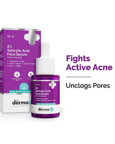 The Derma Co 2% Salicylic Acid Serum with Witch Hazel & Willow Bark for Active Acne 30 ml