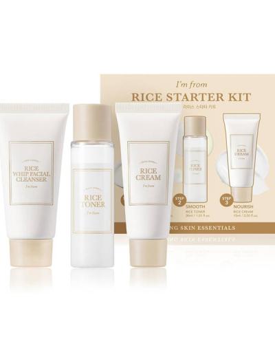 I'm From Rice Starter Kit - Korean Rice Skincare Kit, Hydrating & Brightening Cleanser, Toner, Cream Total 75ml